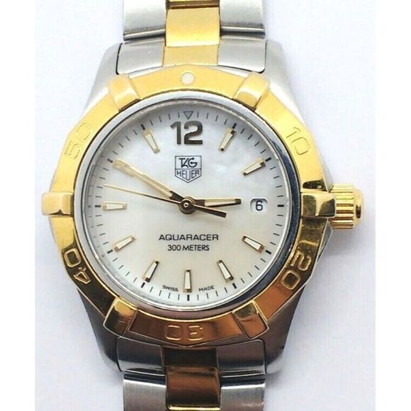 Ladies Tag Heuer Aquaracer Watch Two-Tone Steel Women's Watch -MOP Dial- WAF1424 - Picture 2 of 5